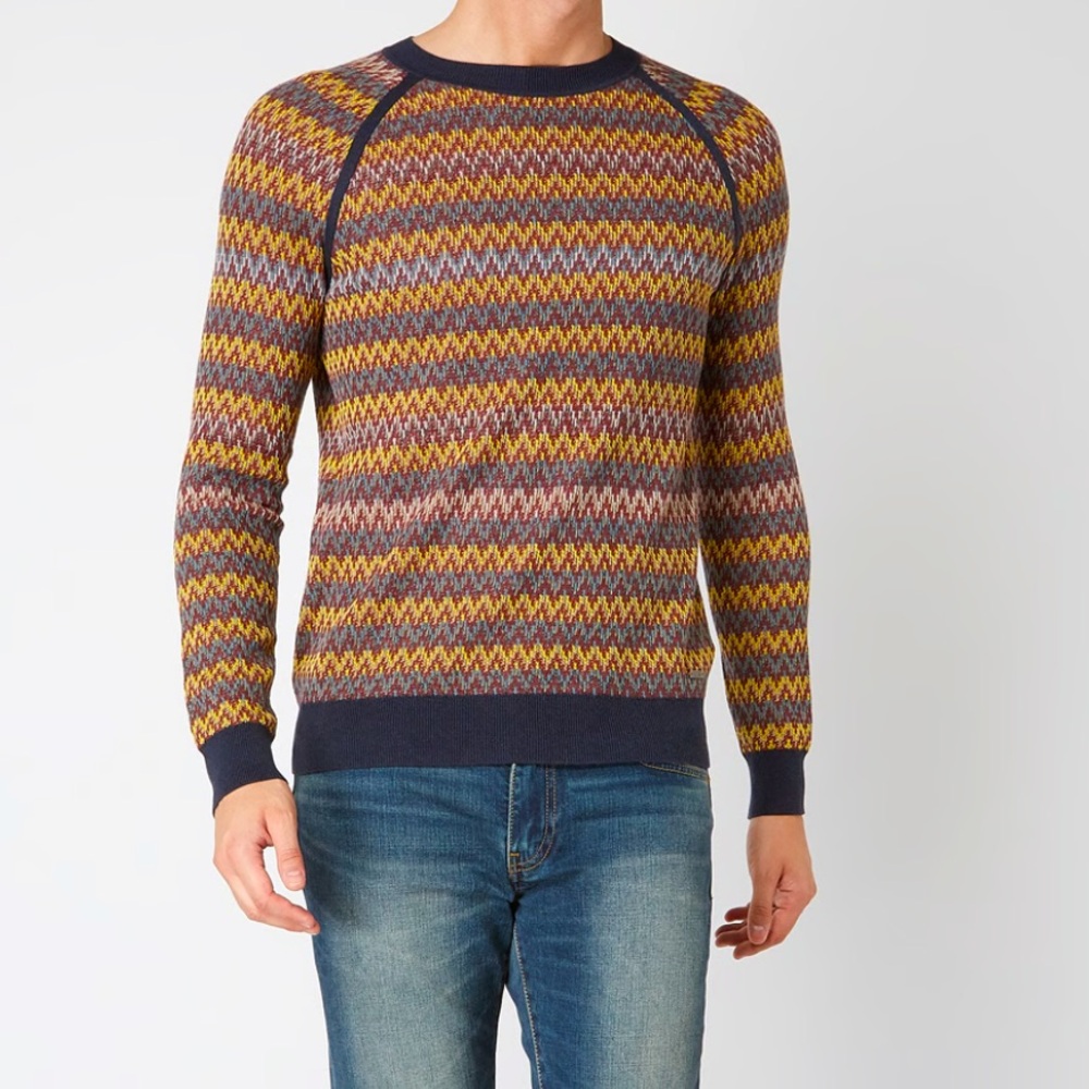 Hugo Boss Multicolor Crew Neck Sweater Size S Wool Blend Alpaca Cotton Fall